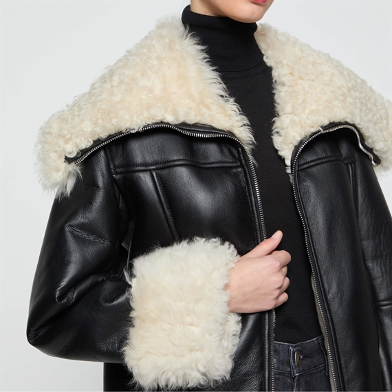 Dondup Montone Shearling Jakke, Sort